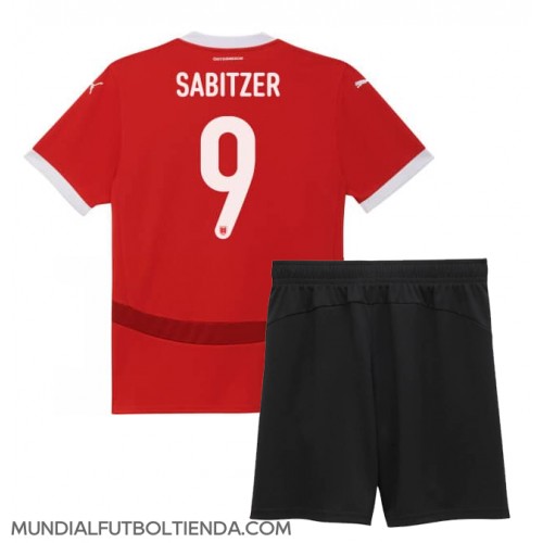 Camiseta Austria Marcel Sabitzer #9 Primera Equipación Replica Eurocopa 2024 para niños mangas cortas (+ Pantalones cortos)